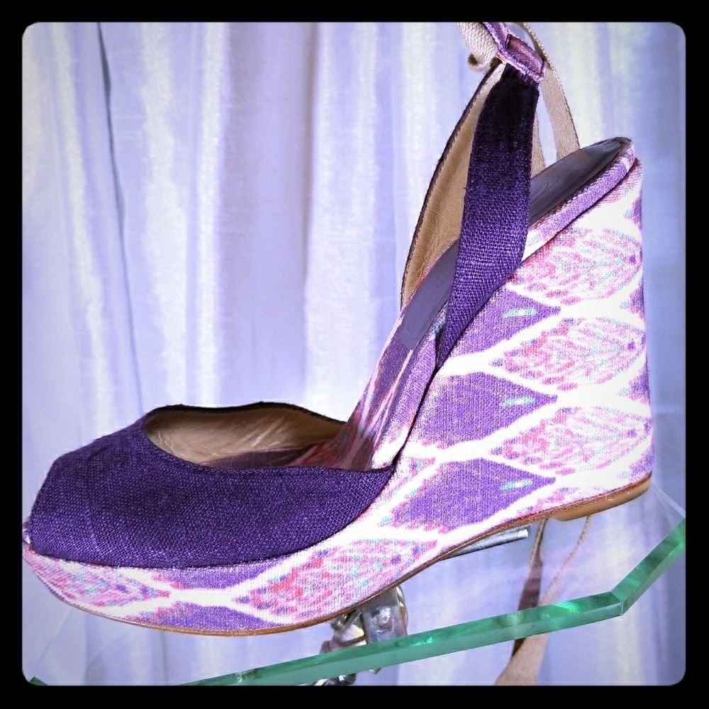 Vintage inspired Wedge Slingback Peep Toe Sandals
